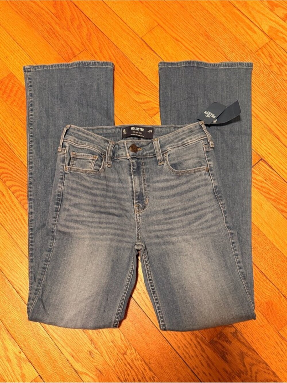 Hollister Women's Light Wash Jeans Flare - Light Blue